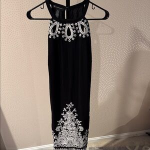 INC International Concepts Black Dress with White Embroidery